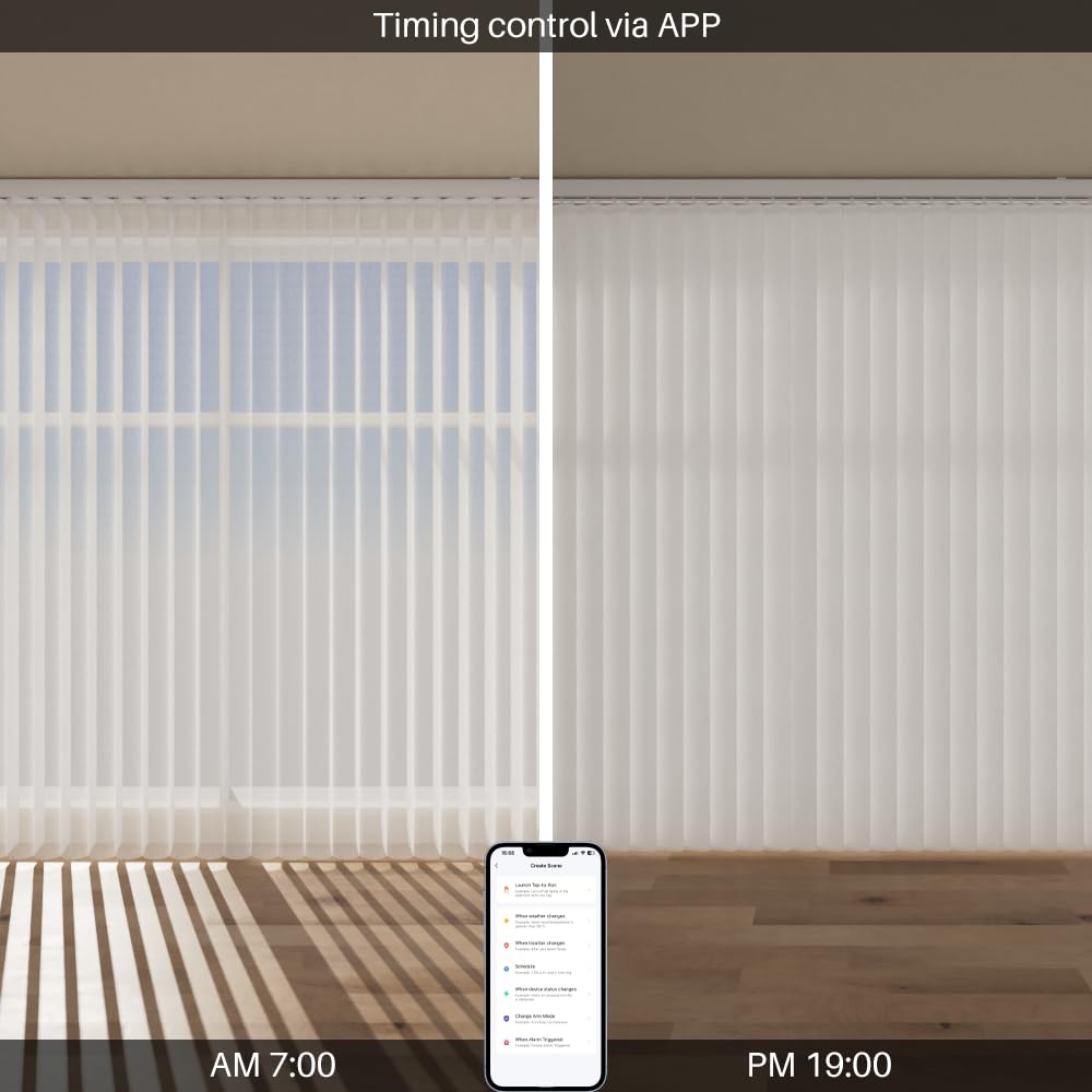 Blindify Motorized Sheer Vertical Blinds Work with Alex Google Home, Light Filtering Smart Vertical Blind Sliding Door Blinds Remote Control Blinds for Sliding Glass Door Customize (White)