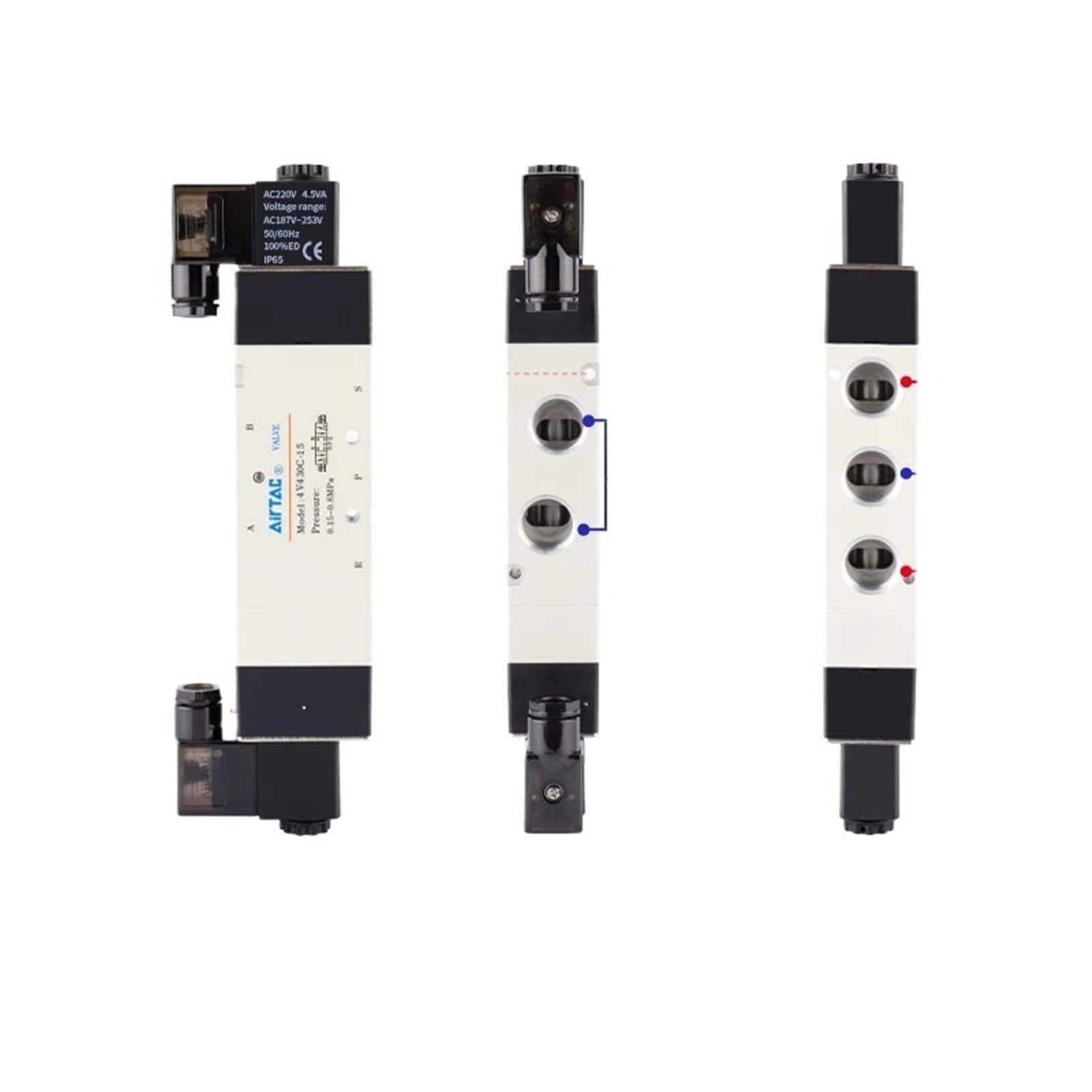 Bvdwuelgv 4V430p15ac220v Three Position Five Way Solenoid Valve 4V230c-08/4V230e-08