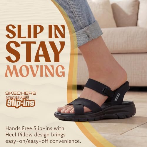 Skechers Women's EASY GOING - SOMEWHERE SUNNY, Hands Free Slip-Ins Cross Band Sandal, Black/Black, 6M by Skechers - Used condition - Image 5