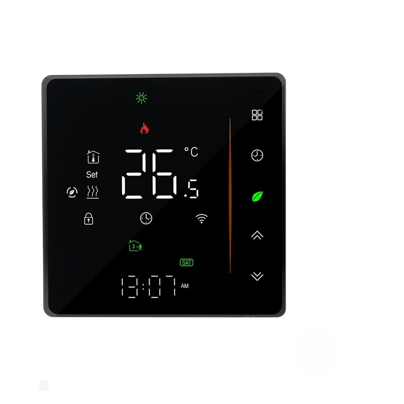 Termometro da interno igrometro digitale Controllo di temperatura del termostato intelligente WiFi for il riscaldamento del pavimento elettronico/acqua/gas caldaia Con display LCD(Noir,GC water gas bo