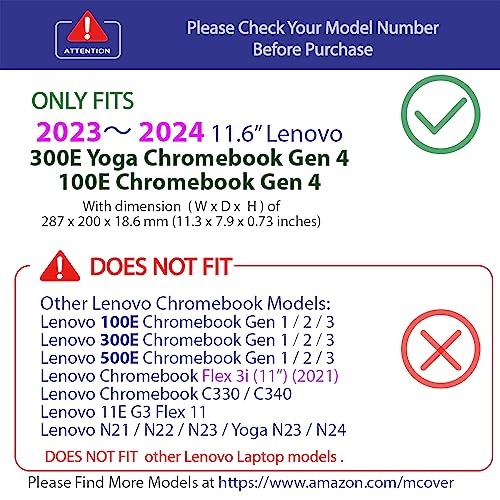 mCover Hard Shell Case ONLY Compatible for 2023~2024 11.6" Lenovo Chromebook 300E Yoga Gen4 / 100E Gen 4 Laptop (NOT Fitting Any Other Lenovo Models) - Purple by mCover - Image 3