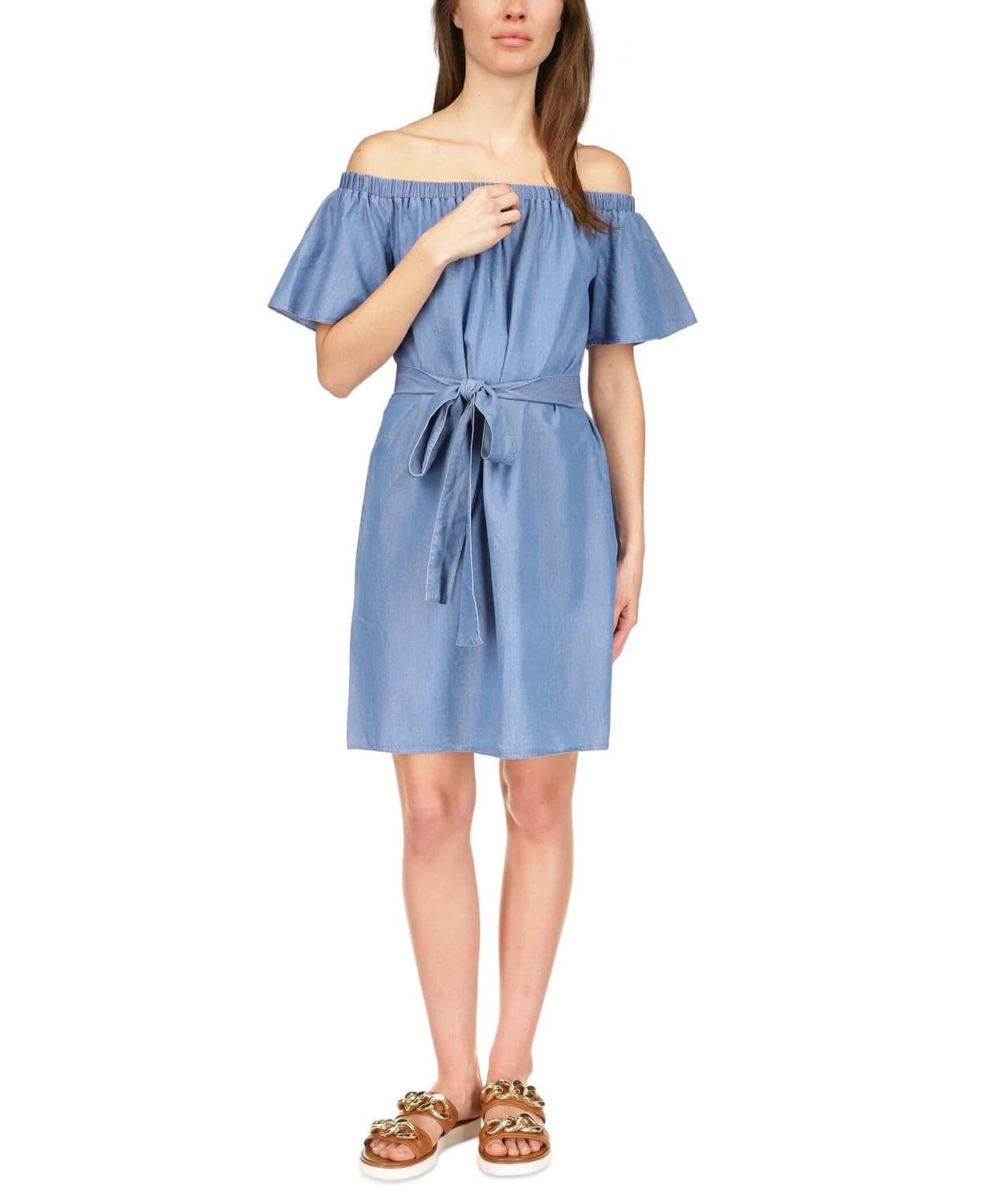 MICHAEL MICHAEL KORSMichael Michael Kors Women's Blue Off-The-Shoulder Mini Dress