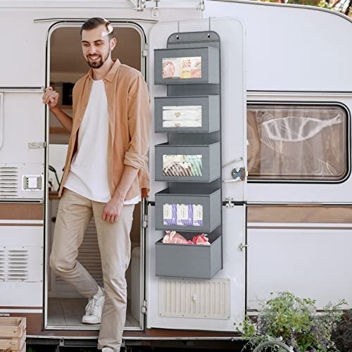 Fixwal Over The Door Hanging Closet Organizer Wall Mount Pantry Storage With 5 Large Pockets And Clear Window For Baby Nursery Bedroom Dorm Pantry Bathroom (Grey) #TOP6