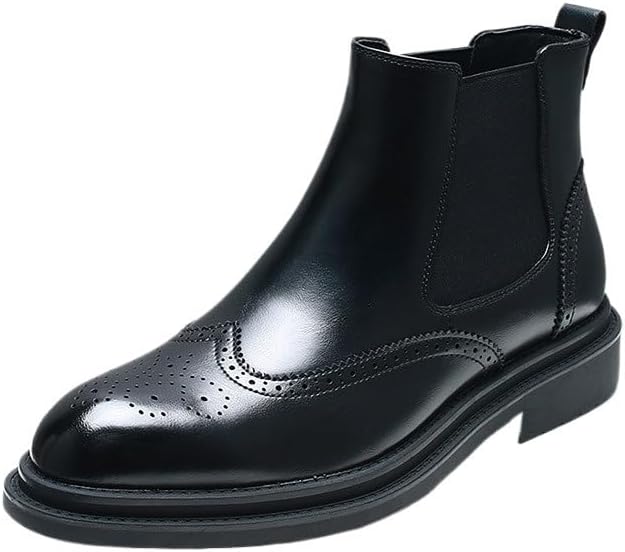 Men's Classic Slip On Chelsea Boots Shoes Business Brogue Boots Men's Rubber Soft Sole Breathable Lining Lightweight Wear High Top Shoes