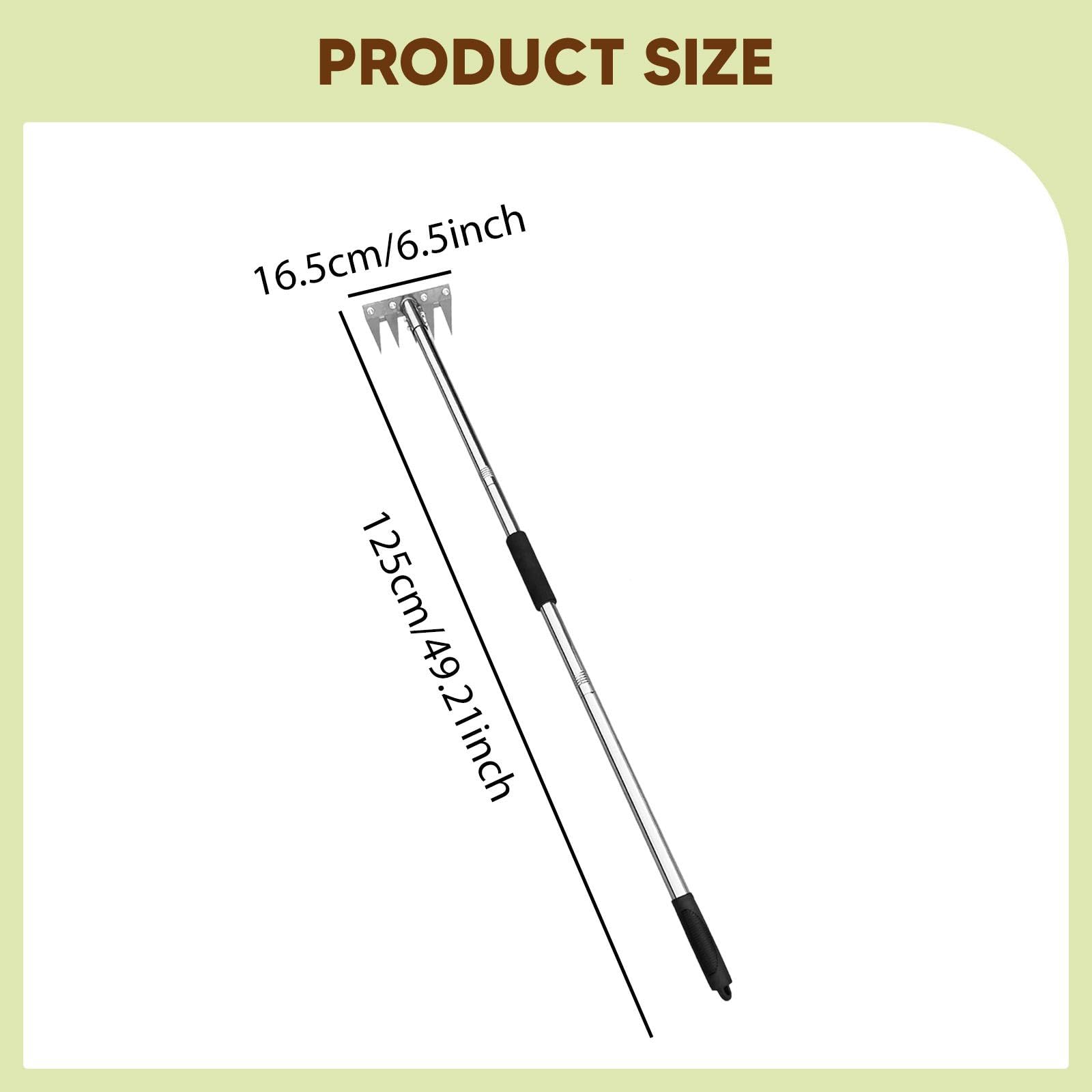 LOVIVER Diserbatrice Manuale Strumento per Estirpare Erbacce Rake da Giardino in Acciaio Inox con Presa Ergonomica Adatto per Orto Cura del Giardino Cortile F, 5 Denti