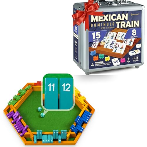 Queensell Dominoes Set D15 Numbers + Shut The Box