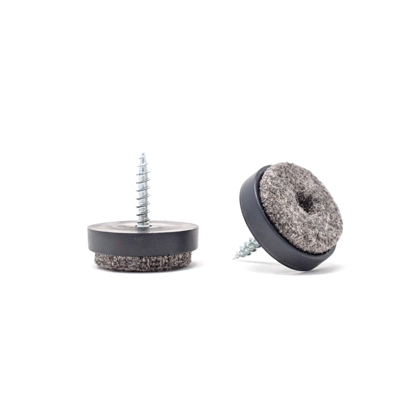 Keay Vital Parts Black 16Pcs - 24Mm Felt Furniture Pads (Made In Germany) Screw-On Chair Feet Gliders (, Free 2Mm Drill Bit)