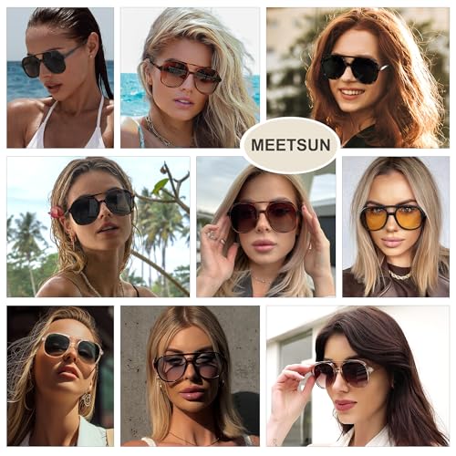 MEETSUN Retro Oversized Aviator Sunglasses for Women Men Trendy Square Aviators 70s Vintage Sun Glasses2