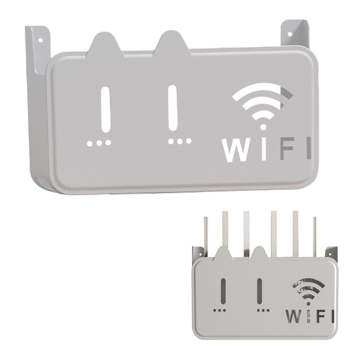 Puioteai Grau Router Shelf, Wifi Router Storage Box, Box Shelves For Wall, Wall-Mounted Wifi Storage Box For Storage Of Wires, Routers, Tv Set-Top Boxes, Remote Control, Etc.(Color:grau)
