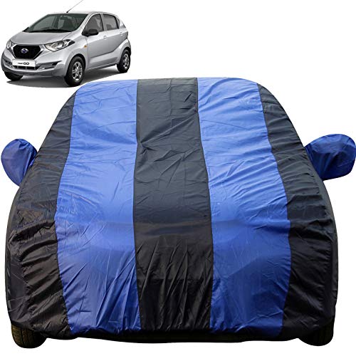 Image of Autofact Car Body Cover with Mirror Pockets Compatible for Nissan Redi Go (Triple Stitched, Bottom Fully Elastic, Royal Blue Color)