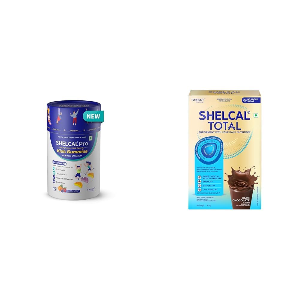 Shelcal Pro Kids Sugar Free Calcium Gummies | Calcium and Vit D3 essential for Bone & Dental Healt | Shelcal Total - Powered by Protein, Multi-Vitamin, Multi-Mineral & Prebiotic supports Bone, Joint-image-41