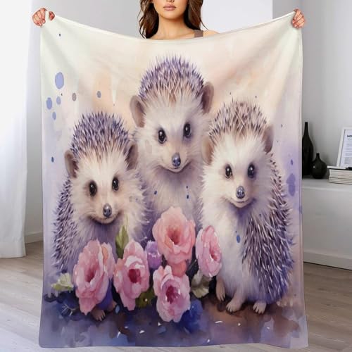 Couverture plaid flanelle hérisson jeté de canapé chaud et doux grand format toutes saisons