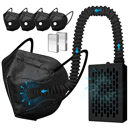 Mascarillas purificadoras de aire con filtro HEPA para polvo, lijado, pulido, carpintería, deshierbe, protección (Negro)
