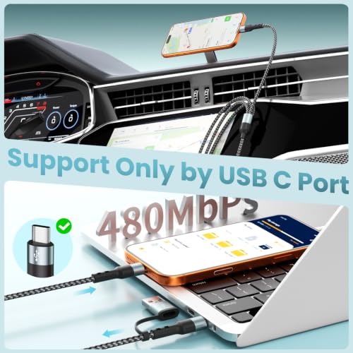 Image of Travel Essentials Multi Charging Cable,4 in 2 USB C Splitter Cable 2Pack 5F