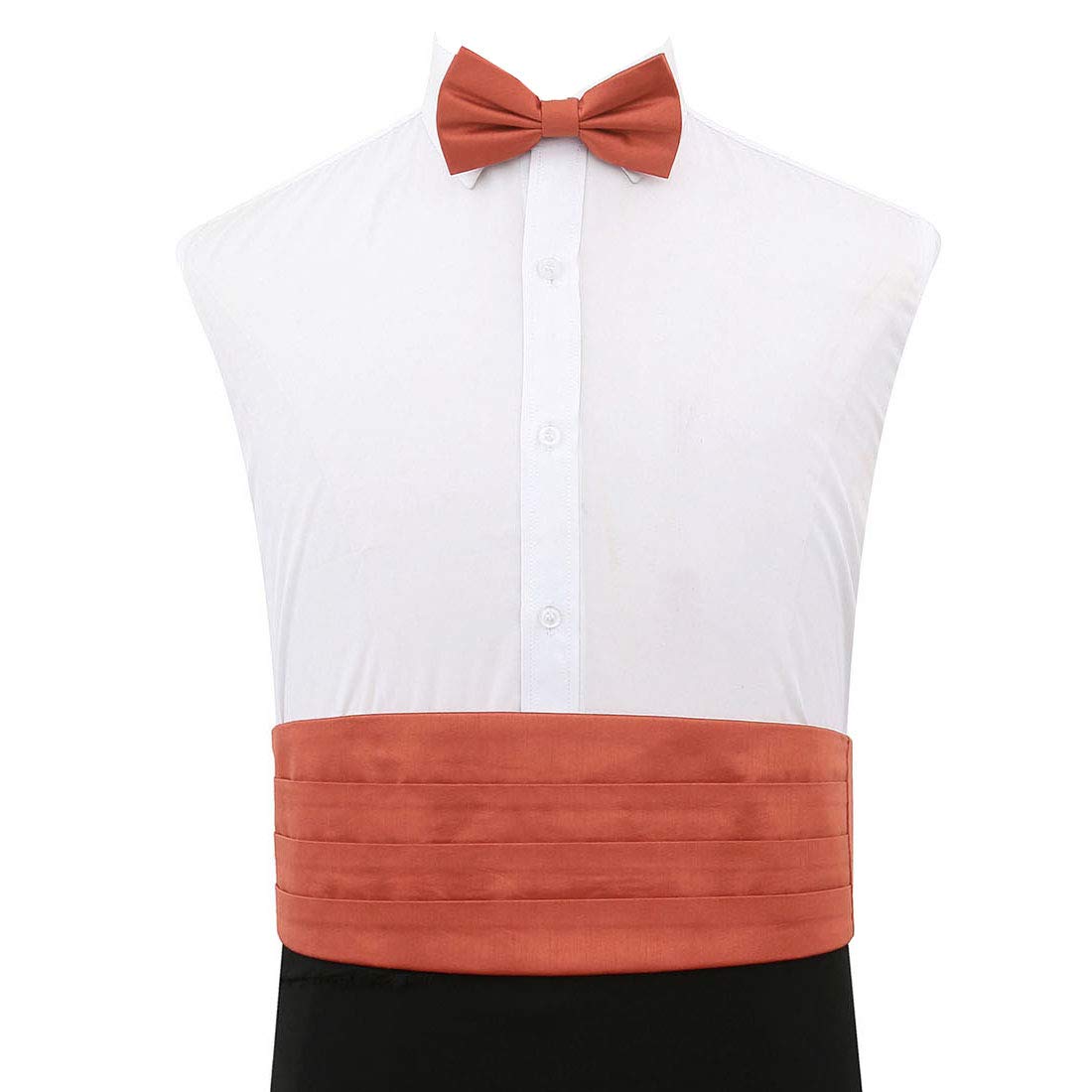 DQT Mens Plain Shantung Cummerbund - Wedding, Business & Formal Wear - Rust