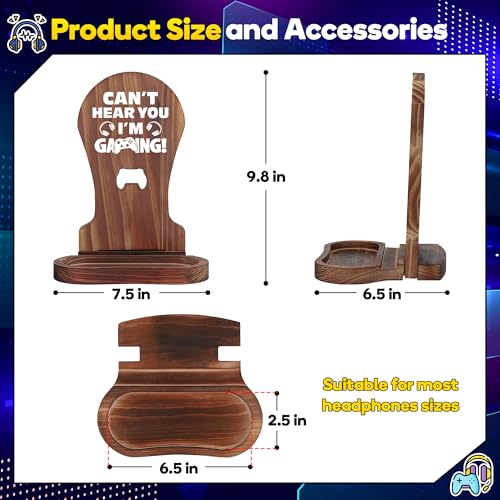 Slothoem-Gamer Gifts for Men Teenage Boy, Gamer Room Decor for Brother, Gaming Gifts for Son, Boyfriend, Husband, Gamer Room Accessories Stuff, Wooden Headset Stand - Can't Hear You I'm Gaming - Image 3