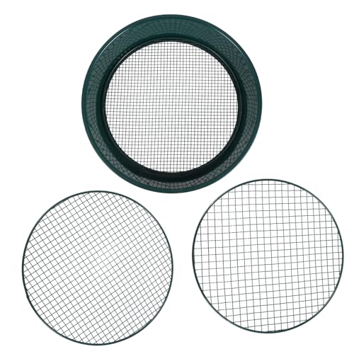 Sewroro 三孔径属製土ふるい ガーデン用コンポストふるい 耐久鉄製 園芸作業に 滑らかエッジ付き