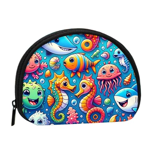 Portable Coin Purse Dolphin-Shark-Seahorse Mini Zippered Money Pouch Card Holder