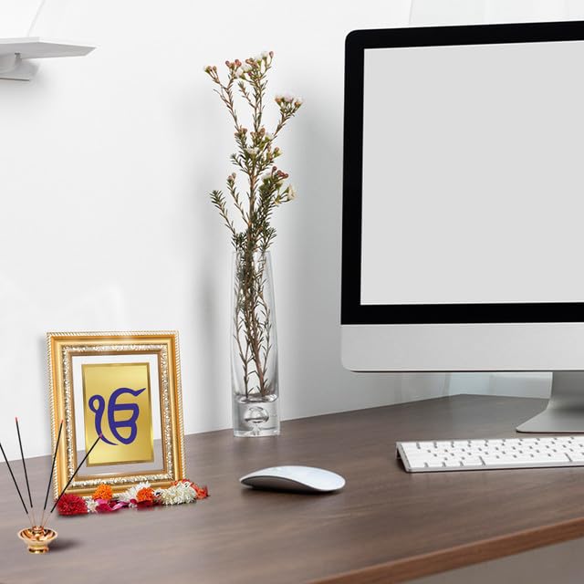 Image of DIVINITI Ik Onkar 24K Gold Plated Foil Wall and Tabletop Photo Frame for Home Decor, Puja Room, Luxury Gifting | DG Frame 112 S2 (21.5x17.5 CM)