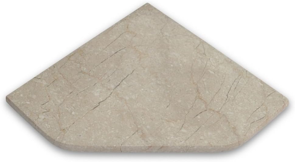 Marble Travertine Shower Corner Shelf Premium Natural Stone Bathroom Caddy Polished Adhesive Bath Soap Dish Organizer - Shampoo Holder - Bathroom Organizer (Fone 3 Corner)