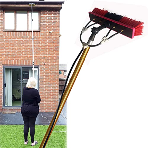 Perche télescopique pour nettoyage de vitres et panneaux solaires de 3,6 à 9,1 m extensible avec brosse