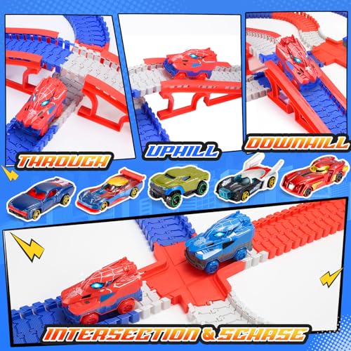 Spielzeug ab 2 3 4 5 6 Jahre Junge, Spider Spielzeug Rennbahn Auto Kinderspielzeug ab 2 3 4 Jahre Autorennbahn für Kinder Geschenk 6 Pcs… – Ansicht 3