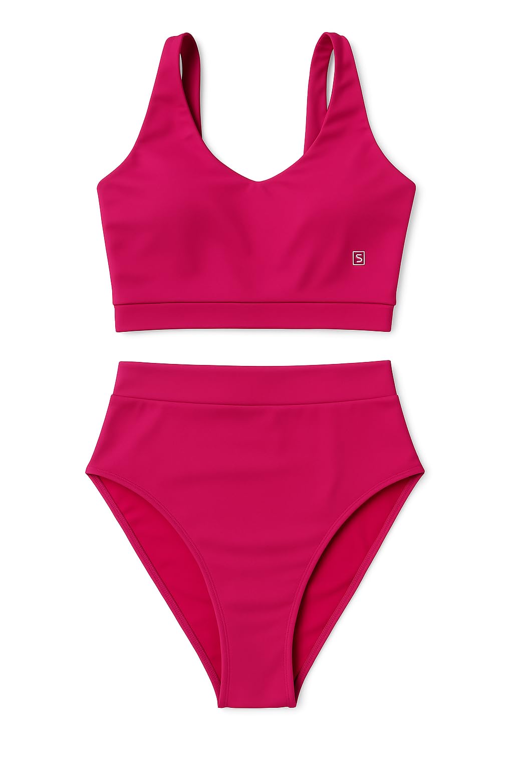 Logut Rose Pink Padded Bikini Top & Full Coverage Bikini Bottom-image-43