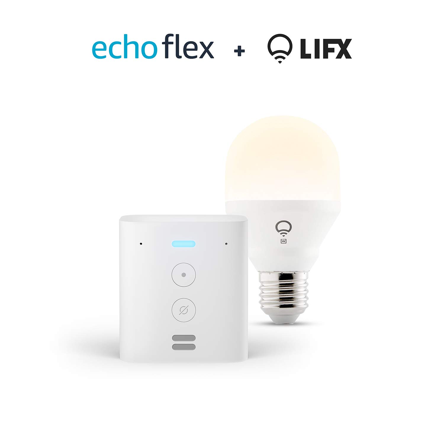 Echo Flex + LIFX White Wi-Fi Smart Bulb LED (E27) (no hub required), Works with Alexa