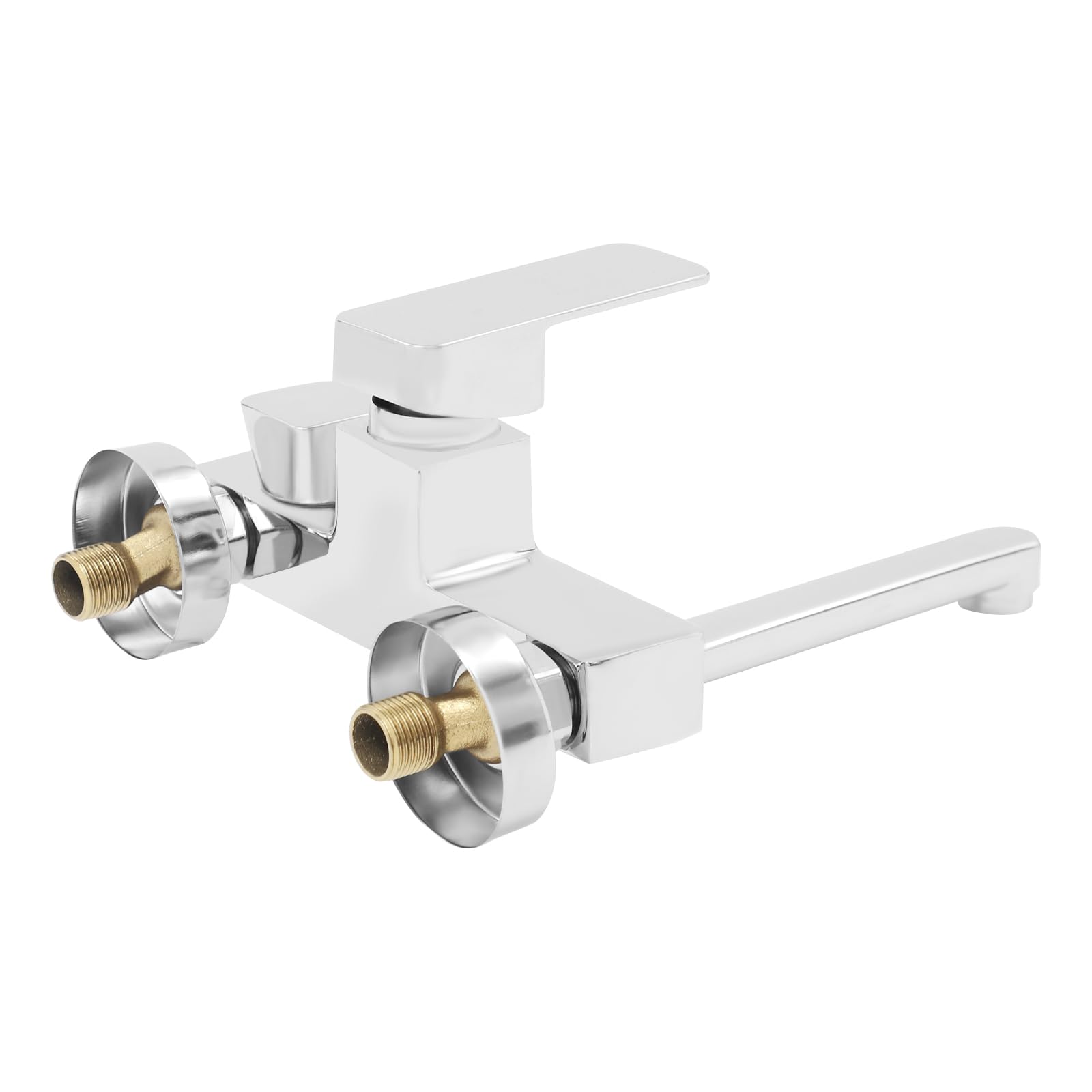 Grifo de bañera giratorio 360 grados reversible montado en la pared con cartucho de cerámica para bañera y ducha, 200 mm, latón cromado