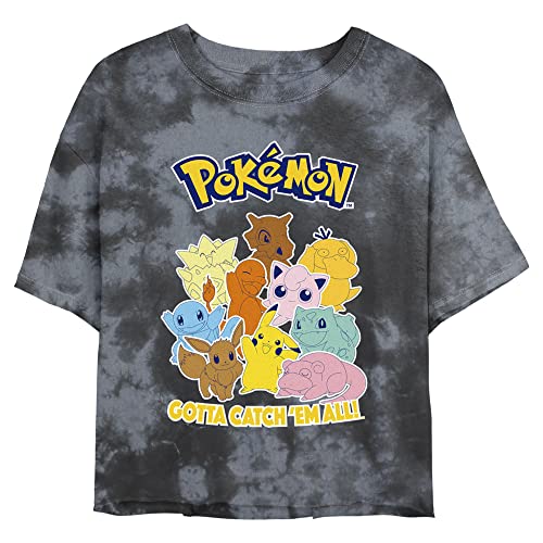 Pokemon Juniors Poke Mang Short Sleeve Crop T-Shirt Black/Charcoal X-Large