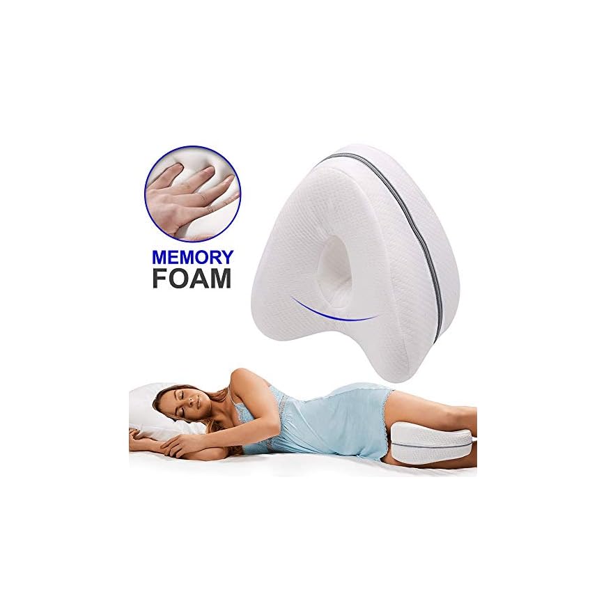 QCXWCJWD Cuscino per Gambe e Ginocchia in Memory Foam, Cuscino Ortopedico Ginocchia per Traversine Laterali, cuscino in mezzo alle gambe Offre Sollievo dal Dolore di Sciatica Lombari Ginocchia (blu