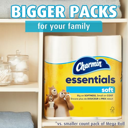 Image of Charmin Essentials Soft Toilet Paper 6 Mega Rolls, 330 sheets per roll