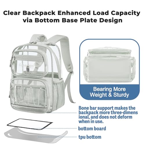 Image of Cusangel Large Clear backpack for girls,16in TPU Plastic See Through Heavy Duty Bookbag,Stadium,school, and other security check locations(Grey)