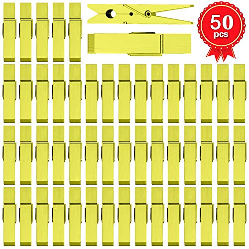 ANJUU 50pcs Colorful Clothespins Natural Wooden Colored Clothespins, Photo Paper Peg Pin Craft