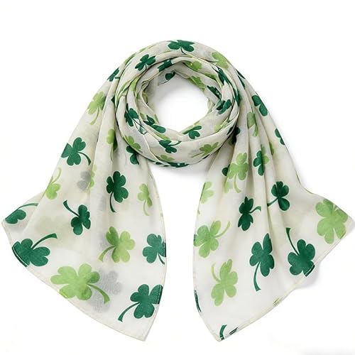 EVKILKJS St Patricks Day Scarf Shamrock Accessories Fashion Classic Clover Scarf for Spring Summer Winter