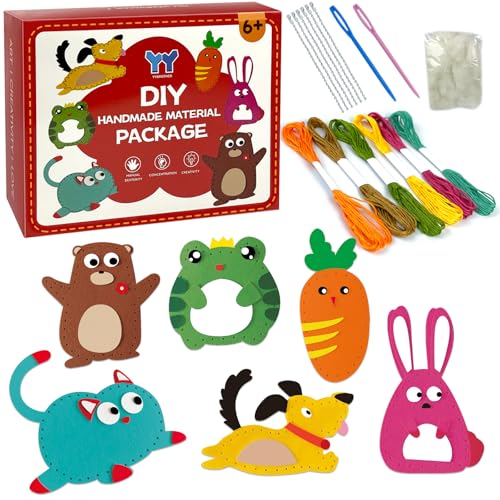 LURVUO DIY Doll Sewing Toys Animal Sewing Kit for Kids Beginner Arts & Crafts Felt Sewing Craft Kits Educational Toys Sewing Kit for Kids Boys Girls Childrens DIY Crafting and Sewing