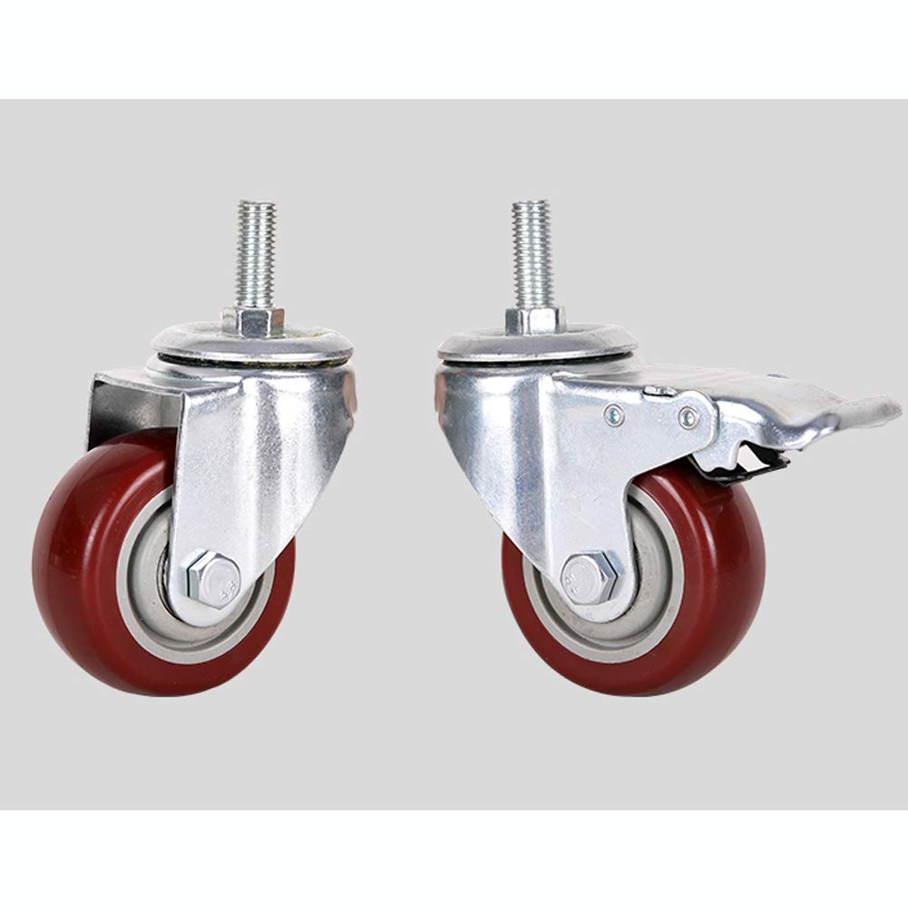 Ruote girevoli M12 a 4 filetti per carichi Pesanti per mobili 2,5''/75mm/100mm/125mm capacità 360kg 480kg Ruote girevoli con Freno Silenziose Ruote di Trasporto industriali in Nylon/poliuret