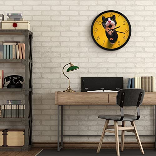 Pendule murale chat marrant et silencieuse de 25.4cm pour decoration de bureau