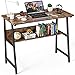 Escritorio pequeño, Escritorio para computadora con Estante de Almacenamiento Abierto, Mesa de Ordenador Industrial Trabajo Hecha de Madera y Metal