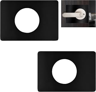 UFURMATE Door Lock Repair Plate, 2Pcs Stainless Steel Door Knobs Fixing Plates Self Adhesive Doorknobs Repair Plates Door Handle Fixing Plate Brackets with 55mm Diameter (Black)