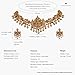 TARINIKA Brass Indian Choker Necklace Set - Gold Plated Cubic Zirconia Indian Jewelry Sets for Women Dangle, Drop, Jhumka Earrings Traditional Desi Necklace Pearls Gift for her (Sankha Antique)