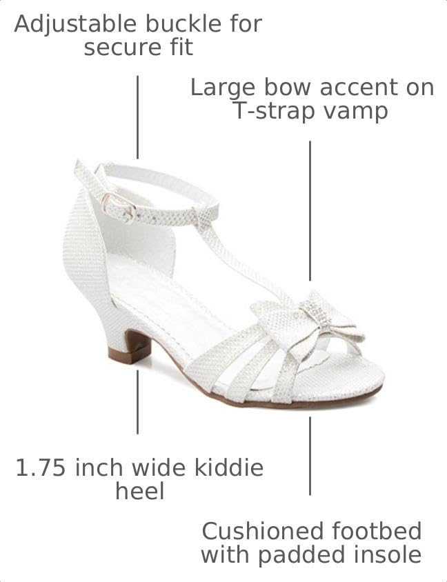 Image of Olivia K Girl's Glitter Leatherette Open Toe Strappy Ankle T Strap Kitten Heel Sandal (Toddler /Little Girl)