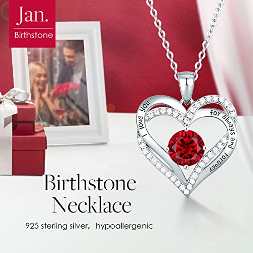 Cde Forever Love Heart Women Necklace 925 Sterling Silver Rose Gold Plated Birthstone Pendant Necklaces For Women With Cubic Jewelry Gifts Birthday Gift For Mom Women Wife Girls Her #TOP2