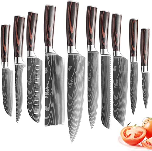 Cuchillos de cocina set 1-10 unids cuchillo de chef de acero inoxidable de alto carbono Santoku cuchillo afilado cuchilla rebanar cuchillo mejor opción Cover