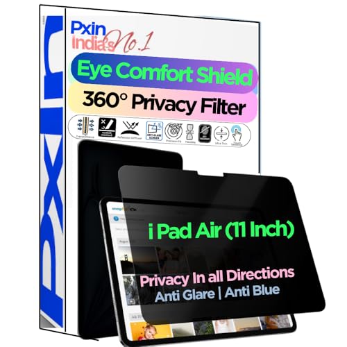 Image of PxIn Tablet Privacy Screen Guard compatible with i Pad Air (11 Inch) | No.1 | Anti Glare | Anti Blue Light | Anti UV | 4 Way Privacy Filter | 360 Privacy | Eye Protect