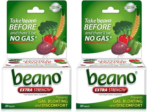 Beano Extra Strength, Gas Prevention & Digestive Enzyme Supplement, 30 Count (Pack of 2)