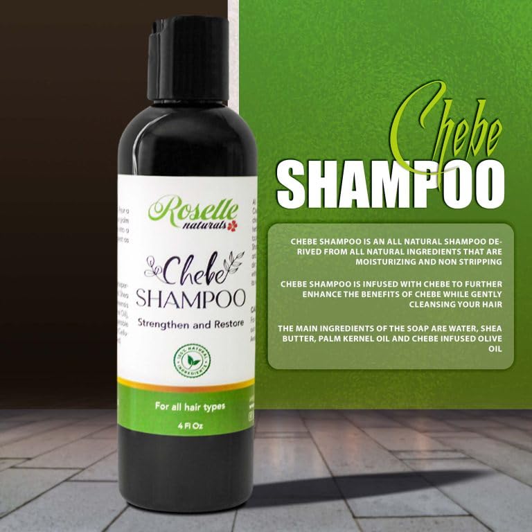 Miniatura 4 de Roselle Naturals Champú Chebe para el crecimiento del cabello, champú hidratante natural para el cabello, fabricado con auténtico polvo Chebe para