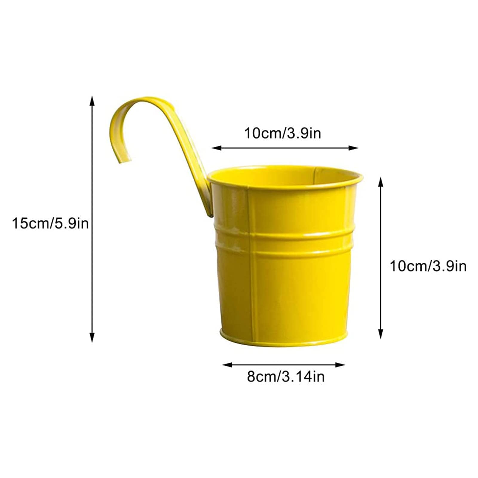 Lot de 10 pots de fleurs suspendus - Multicolore - En métal - Avec poignée amovible - Pour fleurs, herbes, plantes succulentes - Lot de 10