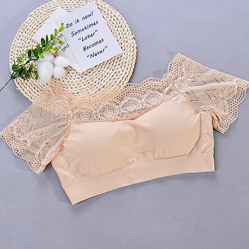 Image of DRESHOW Lace Bralette Tank Tops Wireless Bra Lace Crop Top Removeable Pads Yoga Sports Bra Undershirt for Women & Teens