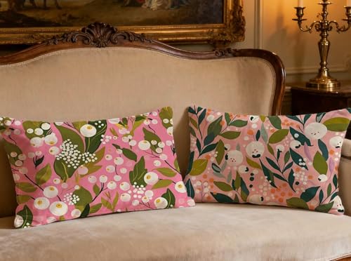 Housse de coussin rose lavable et résistante avec impression recto verso - 2